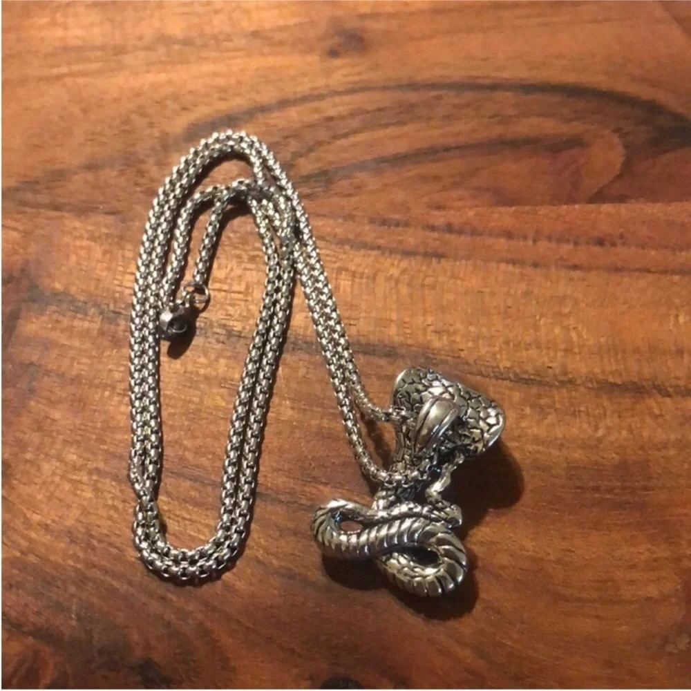 BikerCore Domineering Snake With Red Faux Ruby Eye Necklace GothCore Grunge